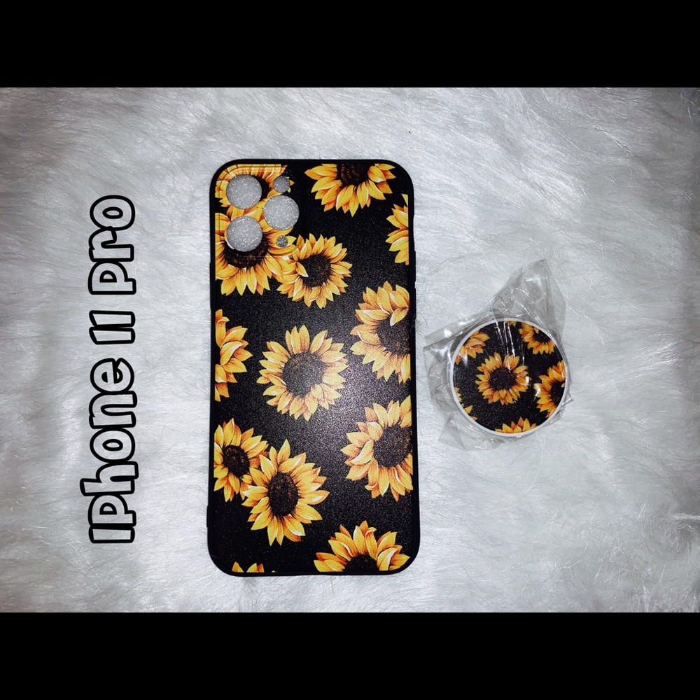 Sunflower IPhone 11 Pro case with pop socket